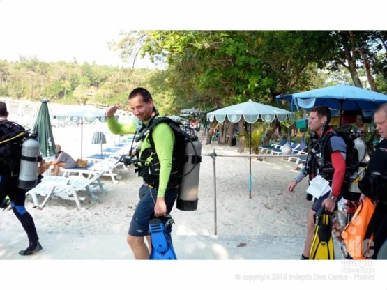 PADI Instructor Course going off the beach to practice some good student control techniques