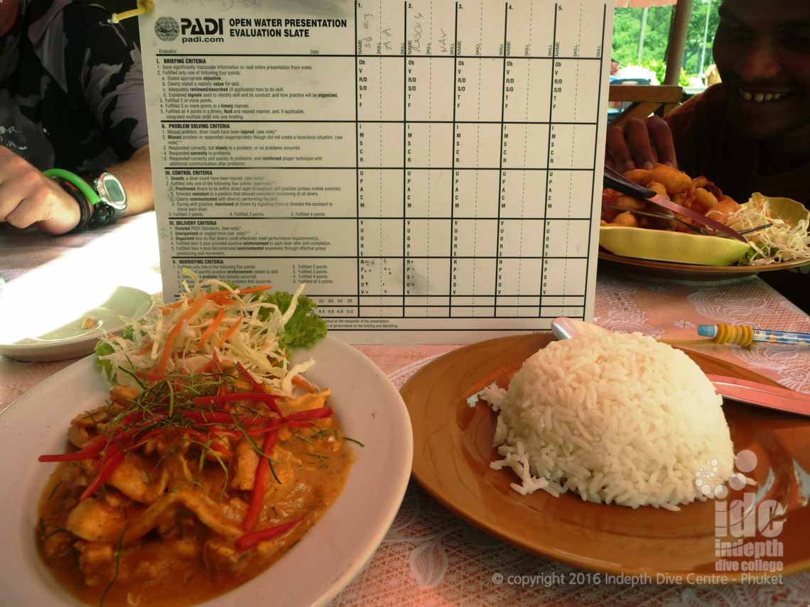 At Indepth we include a Thai lunch in all our PADI Courses including the PADI Instructor Course