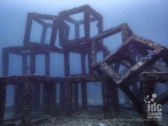 Artificial Reef cubes in Bungalow Bay dive site Racha Yai