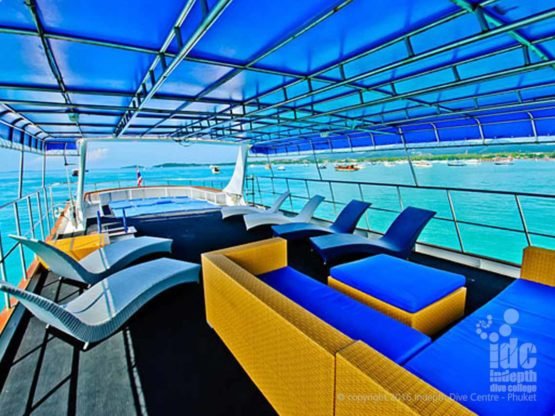 Deep Andaman Queen Liveaboard sunlounge on the top deck