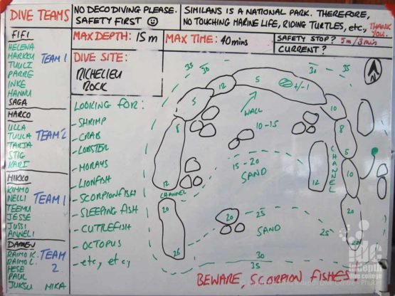 Dive Map of Richelieu Rock used for the Dive Briefing