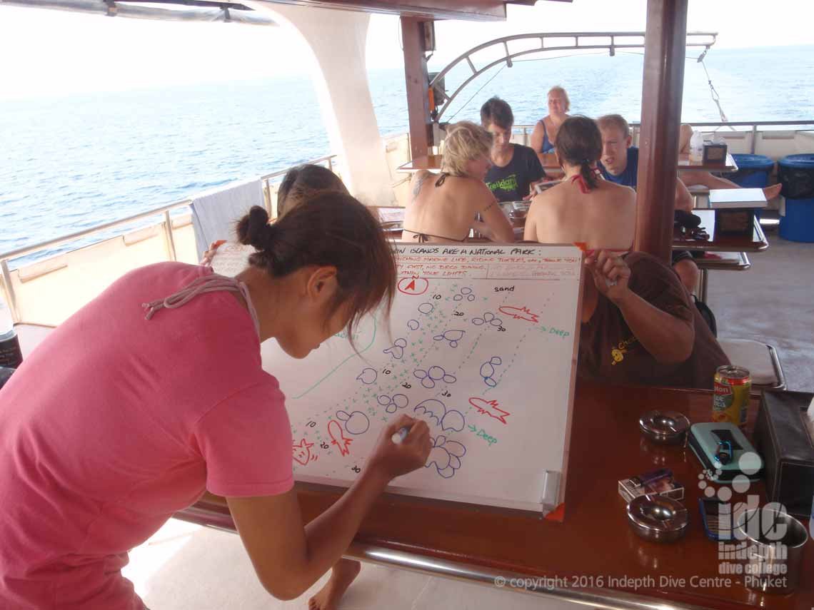 PADI Divemaster getting ready to give her Dive Site briefing