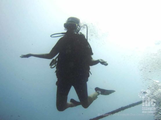 Diver on a PADI buoyancy course Hovering