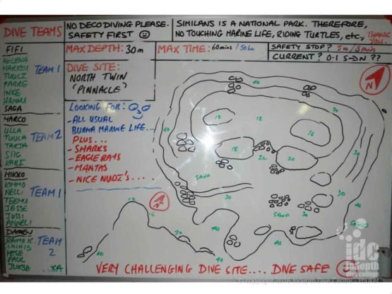 Dive Spot Brifing using a Map at Burma Twin Cheeks