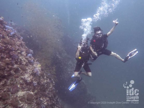Happy divers at Hin Muang - ne of the top Thailand dive sites