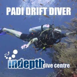 PADI Drift Diver student flying along underwater during his Drift Diver Course with Indepth