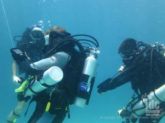 PADI Deep Specialty Student on his Poseidon Rebreather on his course with Indepth Phuket