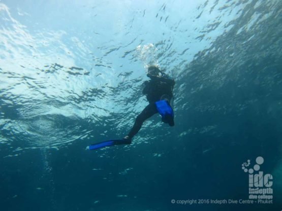 Happy diver having fun on Phuket Scuba Diving with Indepth Dive Centre