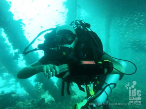 Poseidon Rebreather diver on the King Cruiser wreck on Phuket