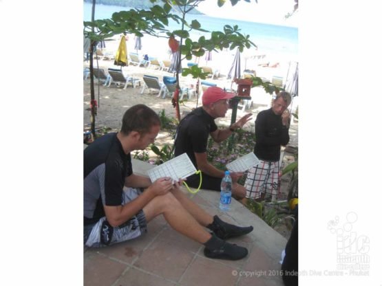 IDC Staff grading an Open Water Briefings on Kata Beach