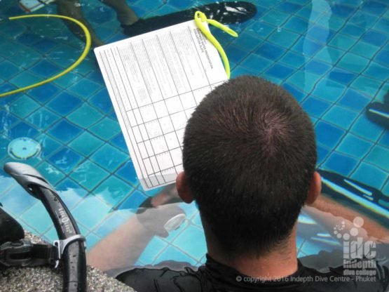 Staff grading a pool presentation during on an Indepth IDC Phuket