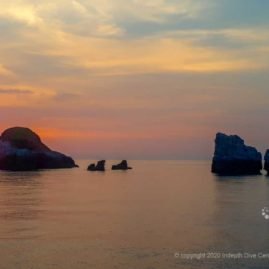 Stunning sunset at Western Rocky Dive Site in Myanmar