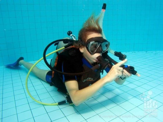 IDC Prep demonstrating Neutral Buoyancy in the pool