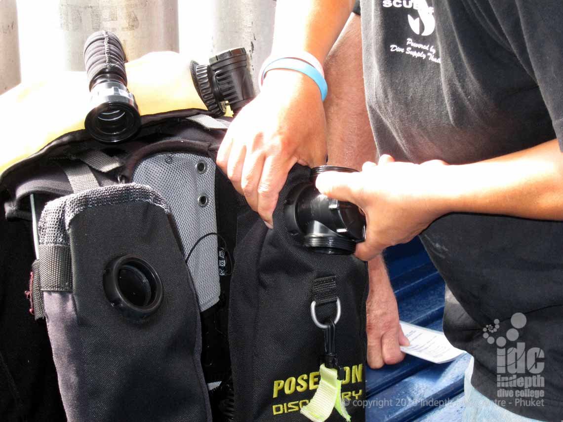 Student assembling his Poseidon Rebreather during his Instructor Course