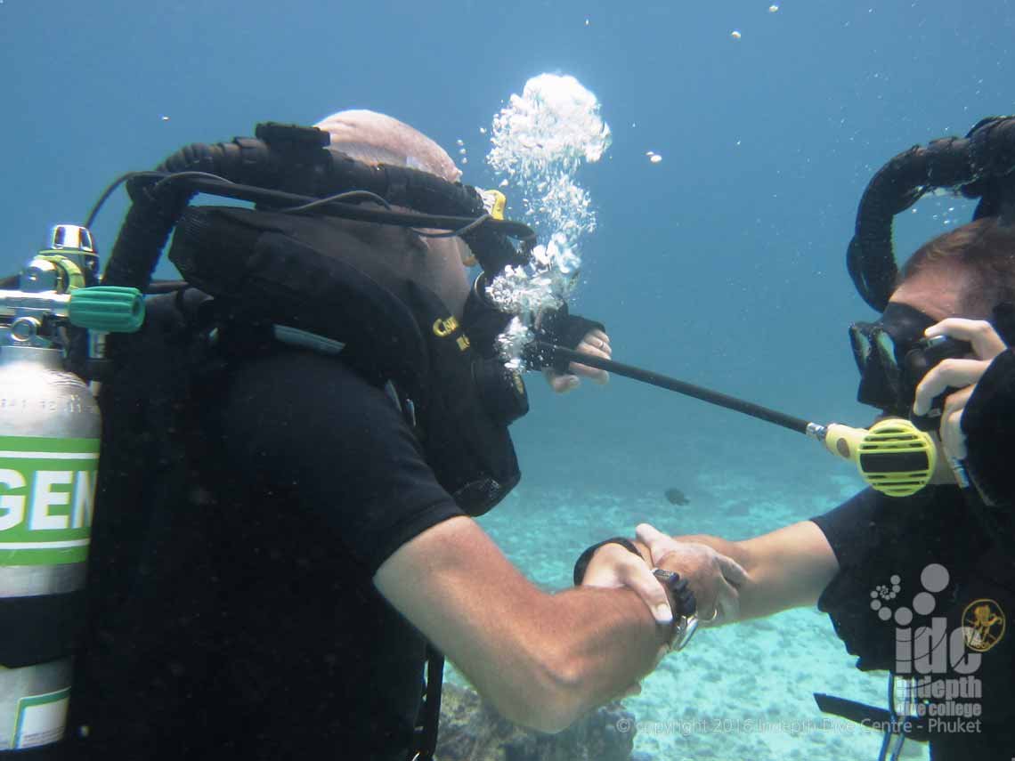 Simulated Bail Out on a PADI Rebreather Instructor Course on Phuket