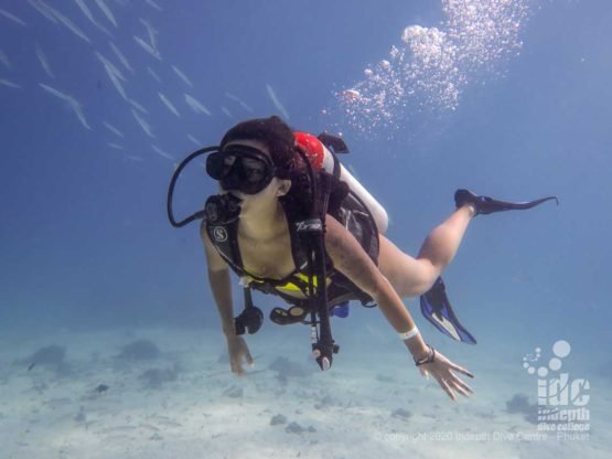 Diving in great visibility in Racha Noi Island dive sites