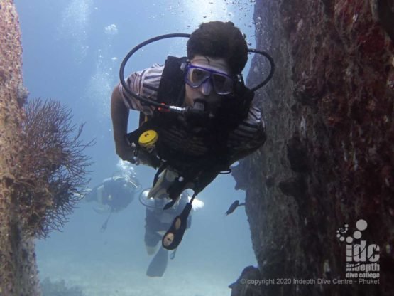 Diver at Banana Rock Racha Noi