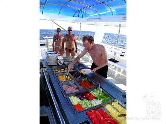 South Siam 3 Liveaboard offers a Thai buffet lunch