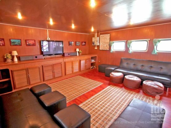 A typical Saloon area on a Budget Liveaboards Thailand Similans Liveaboard Trip